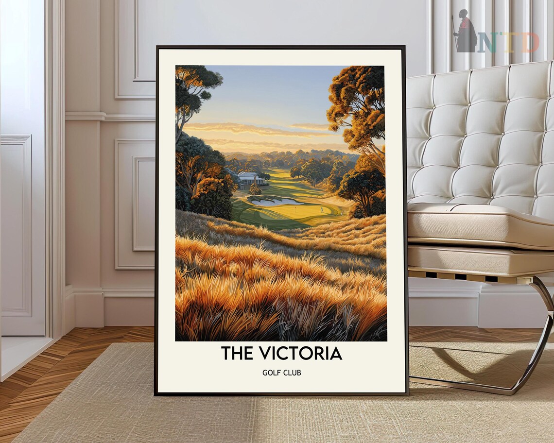 The Victoria Golf Club Sunset Fairway Retro Travel Art Poster
