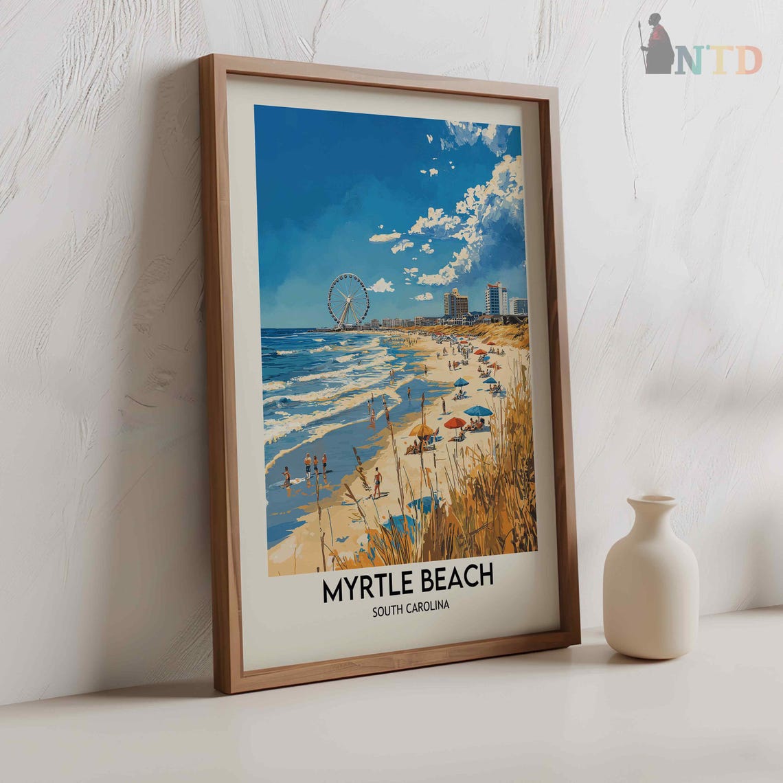 Myrtle Beach South Carolina SkyWheel Boardwalk Beach Day Poster - Image 2