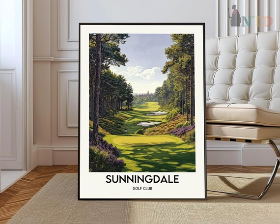 Sunningdale Golf Club Berkshire Course Landscape Illustration Poster