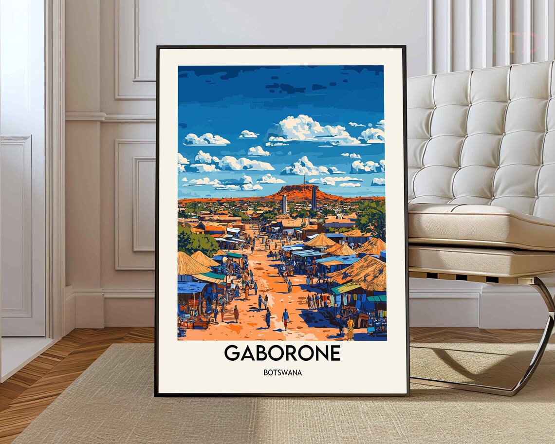 Gaborone Botswana Bustling Outdoor Market Street Scene Poster