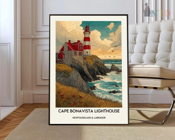 Cape Bonavista Lighthouse Poster Wall Art Print Newfoundland