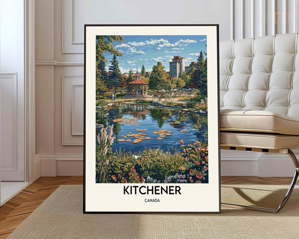 Kitchener Victoria Park Gazebo Lily Pond Canada Travel Poster
