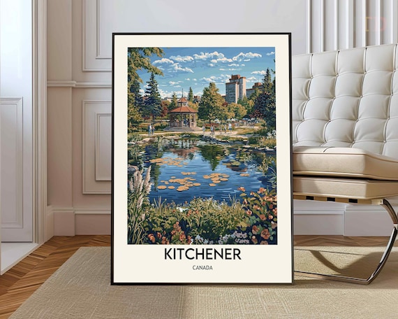 Kitchener Victoria Park Gazebo Lily Pond Canada Travel Poster