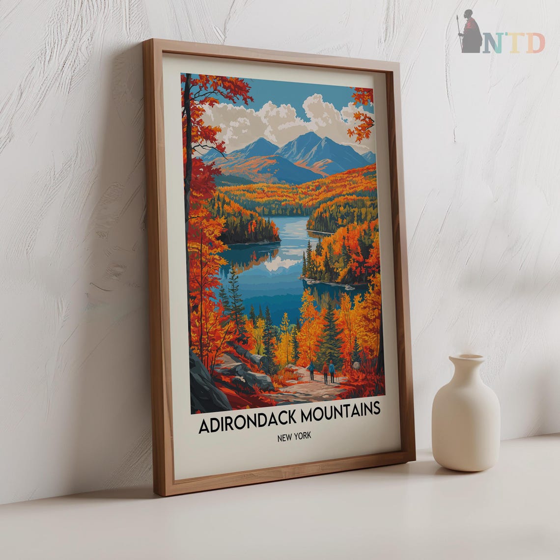 Adirondack Mountains New York Fall Foliage Path Hikers Poster - Image 2