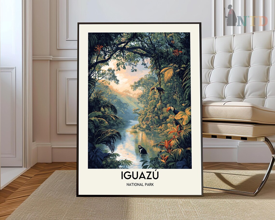 Iguazu National Park Jungle River Toucans Rainforest Travel Poster