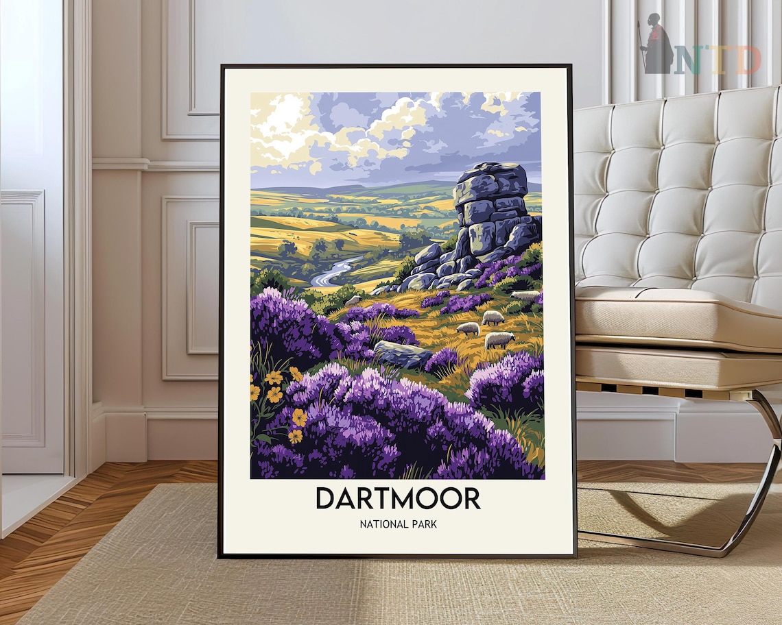 Dartmoor Travel Poster, City Map Wall Art Print