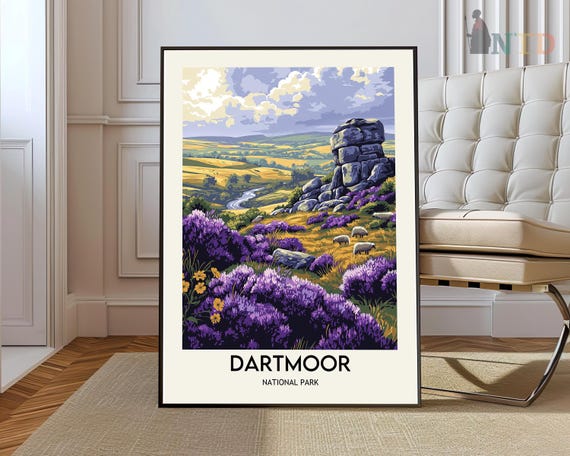 Dartmoor Travel Poster, City Map Wall Art Print