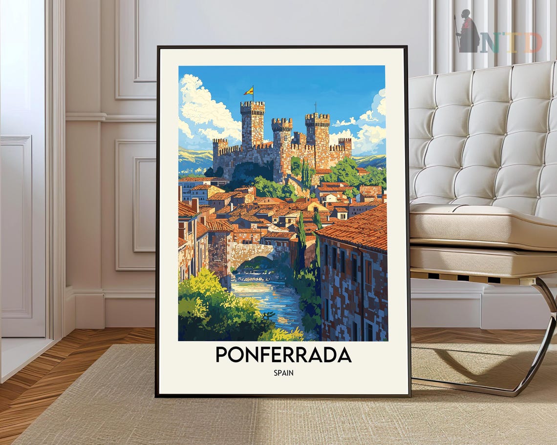 Historic Ponferrada Spain Castle Medieval Old Town Travel Art Print