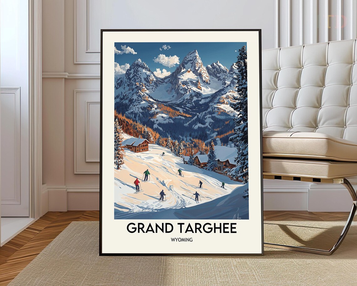 Grand Targhee Wyoming Ski Resort Teton Peaks Slopes Art Poster