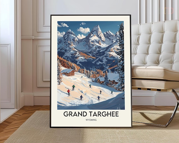 Grand Targhee Wyoming Ski Resort Teton Peaks Slopes Art Poster