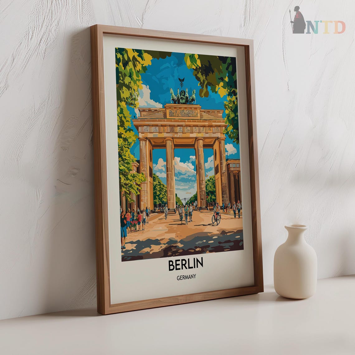 Berlin Germany Brandenburg Gate Tree Framed Vintage Travel Poster - Image 2