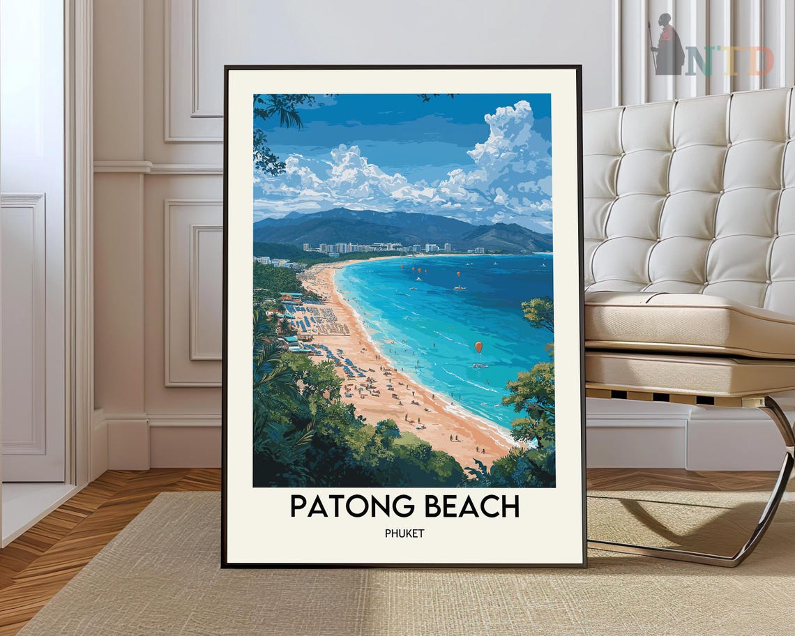 Patong Beach Phuket Thailand Tropical Coastline Travel Poster