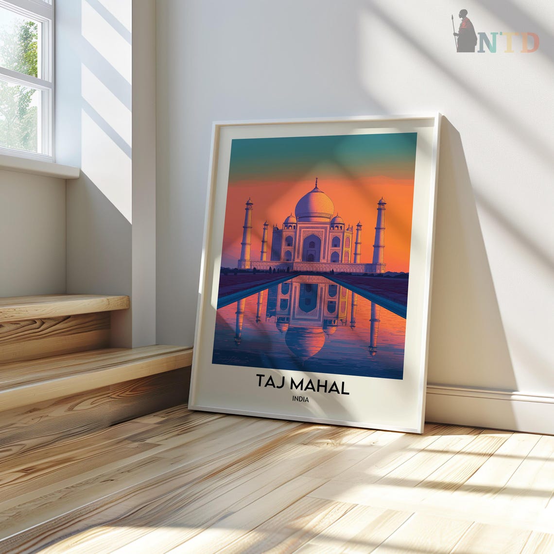 Taj Mahal India Pastel Sunset Sky Mirrored Reflecting Pool Poster - Image 3