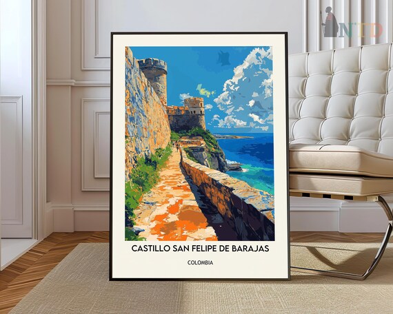 Castillo San Felipe de Barajas Colombia Stone Fortress Travel Poster