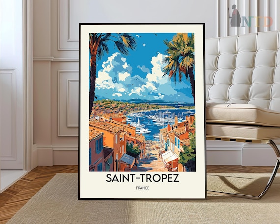 St Tropez France Travel Print Wall Decor Poster Prints Art Illustration