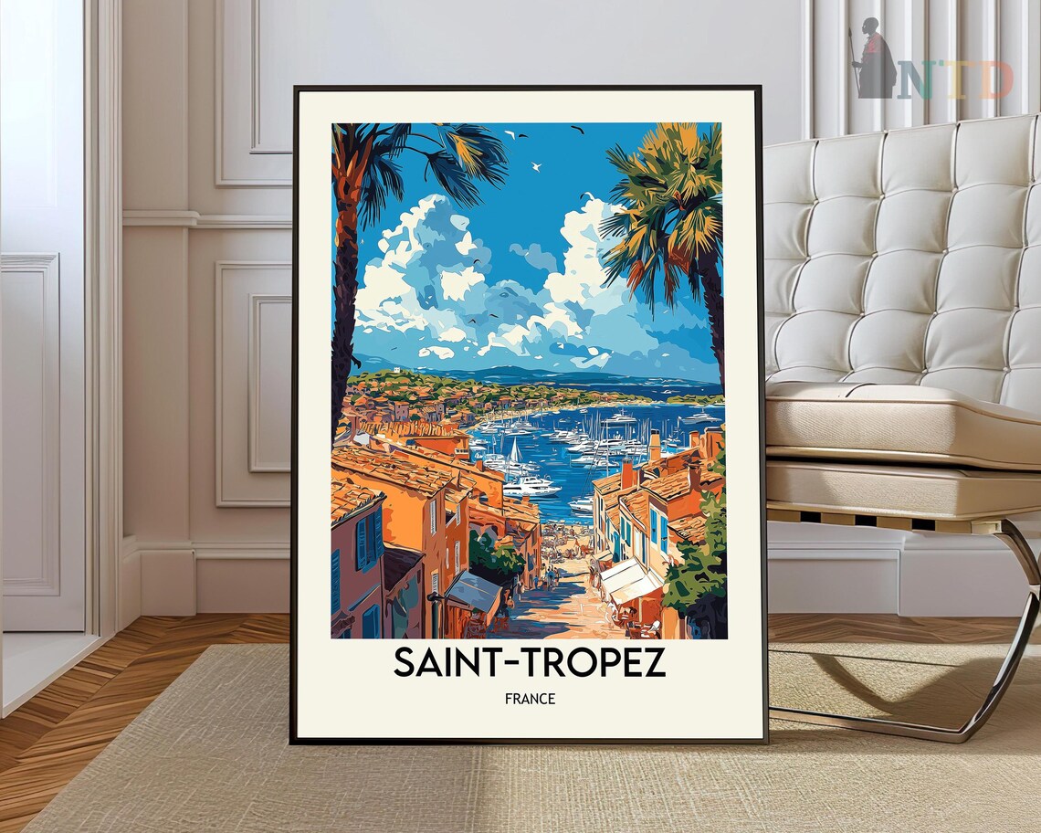 St Tropez France Travel Print Wall Decor Poster Prints Art Illustration