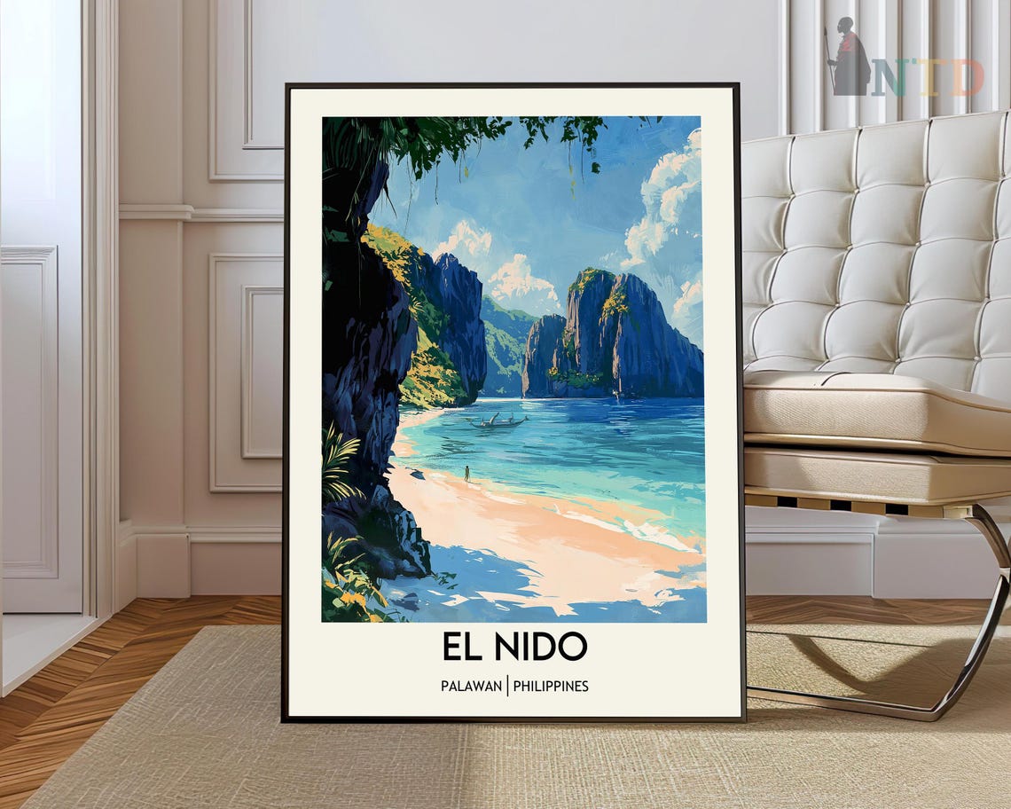 El Nido Palawan Philippines Limestone Cliffs Beach Travel Poster
