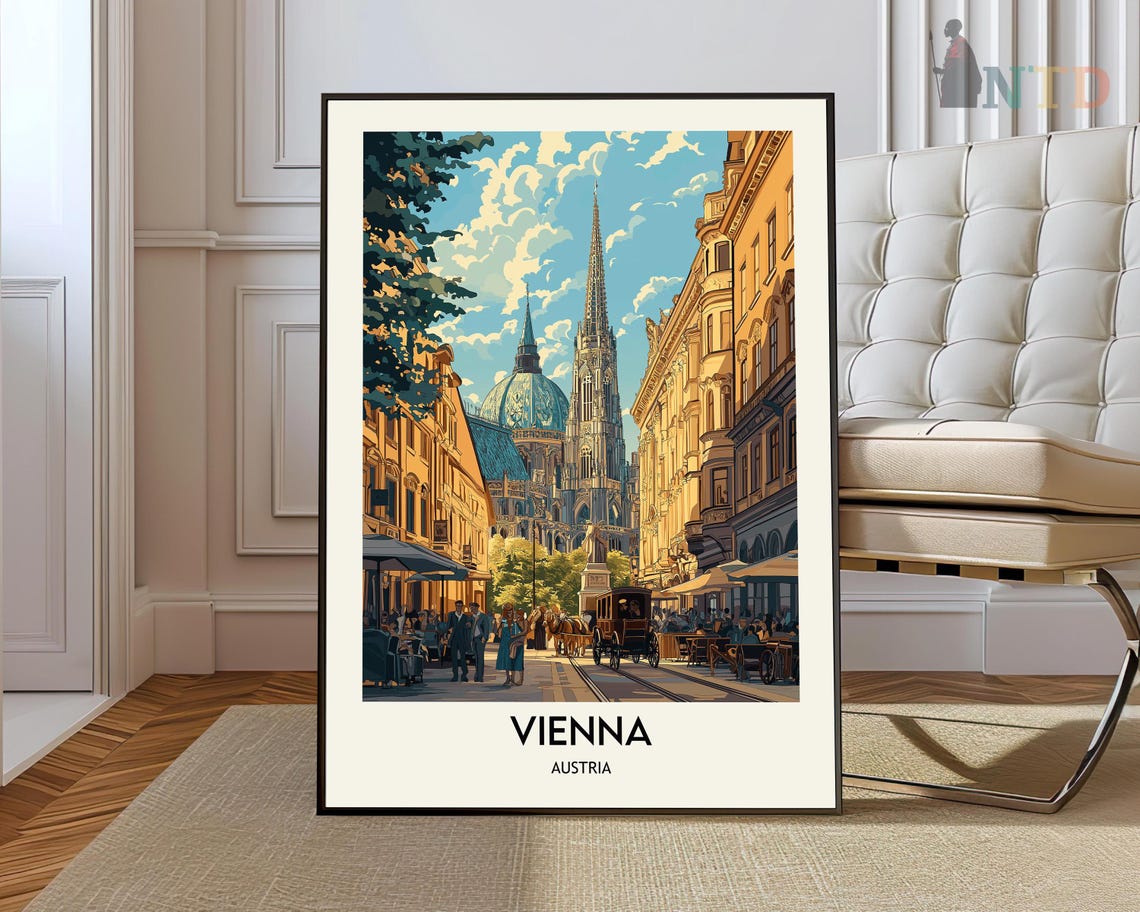 Vienna Austria St. Stephen's Cathedral Vintage Street Poster