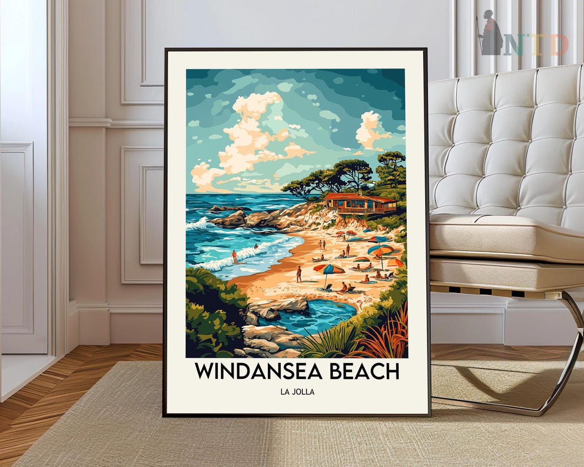 Windansea Beach La Jolla Surfer Towering Giant Wave Surf Art Poster