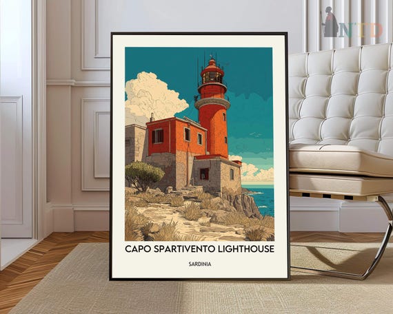 Capo Spartivento Lighthouse Poster Wall Art Print Sardinia