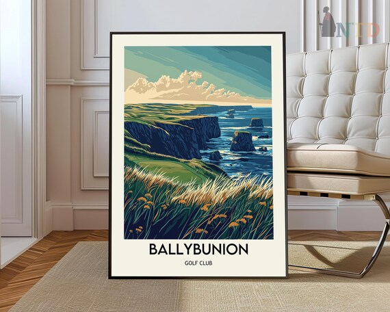 Ballybunion Golf Club Ireland Coastal Links Travel Poster Sea Cliffs View