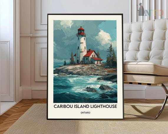 Caribou Island Lighthouse Poster Wall Art Print Phot