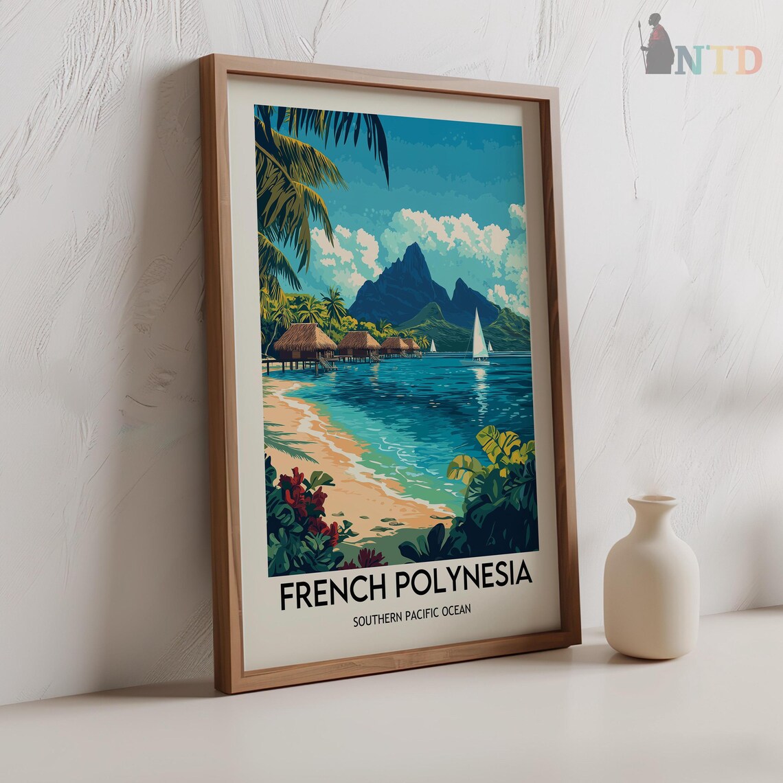 French Polynesia Beach Travel Poster Art Print - Image 2