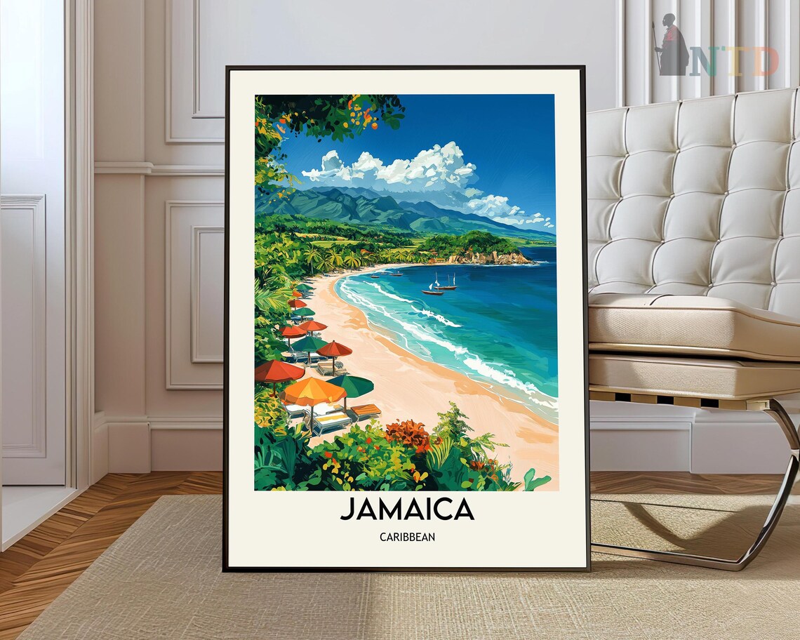 Jamaica Travel Poster, Tropical Decor Wall Art