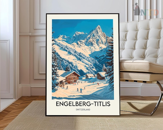 Engelberg Titlis Switzerland Ski Resort Winter Alpine Poster