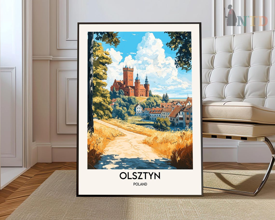 Olsztyn Poland Medieval Castle Golden Meadows Scenic Travel Poster