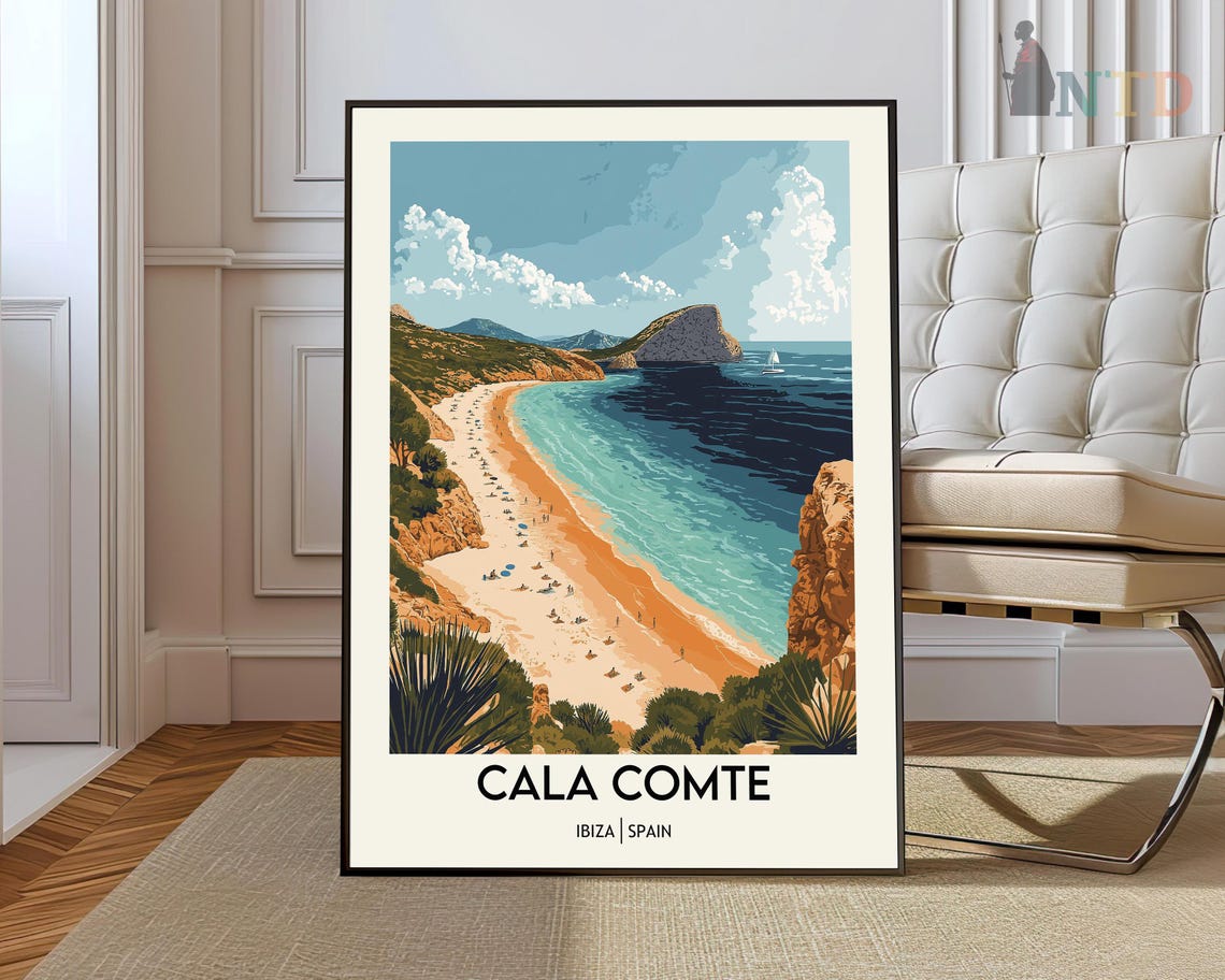 Cala Comte Ibiza Beach Cove Balearic Islands Travel Art Poster