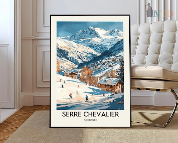 Serre Chevalier Ski Resort Vintage Alpine Skiing Travel Poster