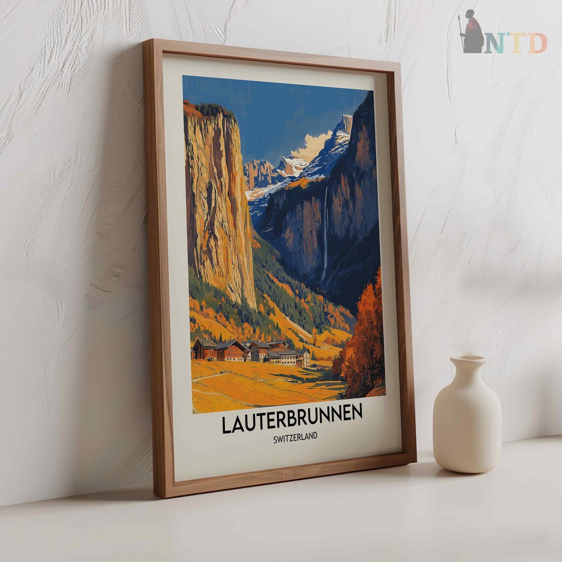 Lauterbrunnen Switzerland Staubbach Falls Autumn Valley Poster - Image 2