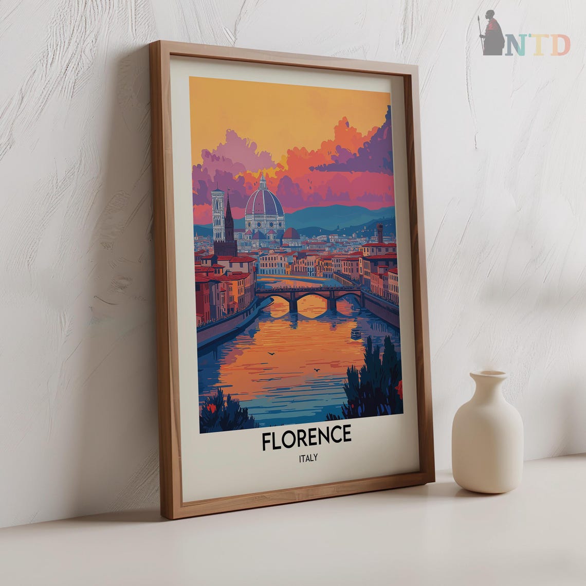 Florence Sunset Over the Arno River with the Duomo on the Hill Poster - Image 2