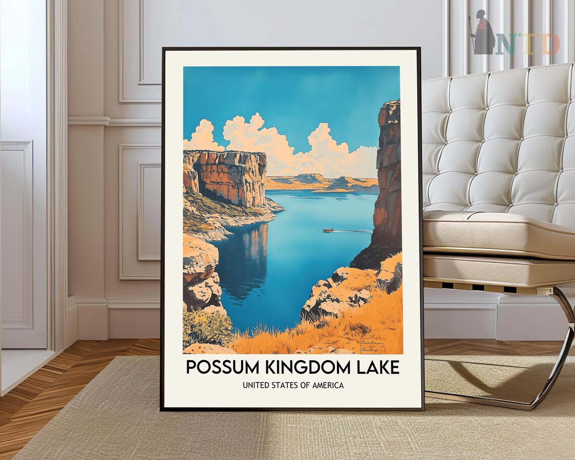 Possum Kingdom Lake, Texas Travel Poster Print