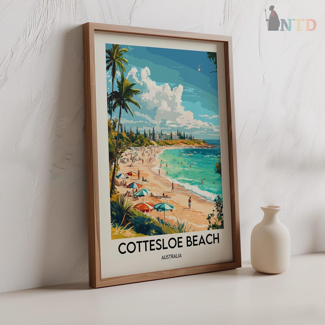 Cottesloe Beach Australia Perth Umbrellas Turquoise Travel Poster - Image 2