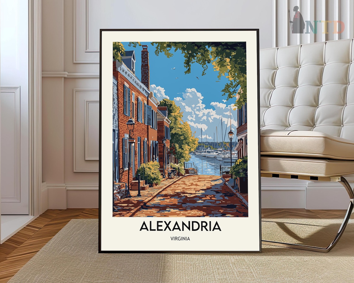 Alexandria Virginia Old Town Cobblestone Harbor Vintage Poster
