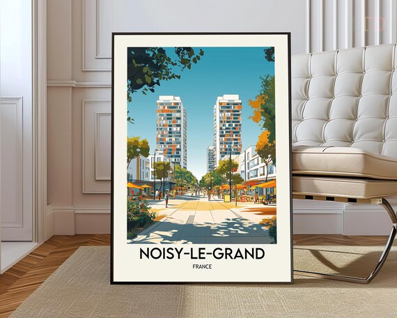 Noisy-le-Grand France Modern Plaza and High Rise View Poster