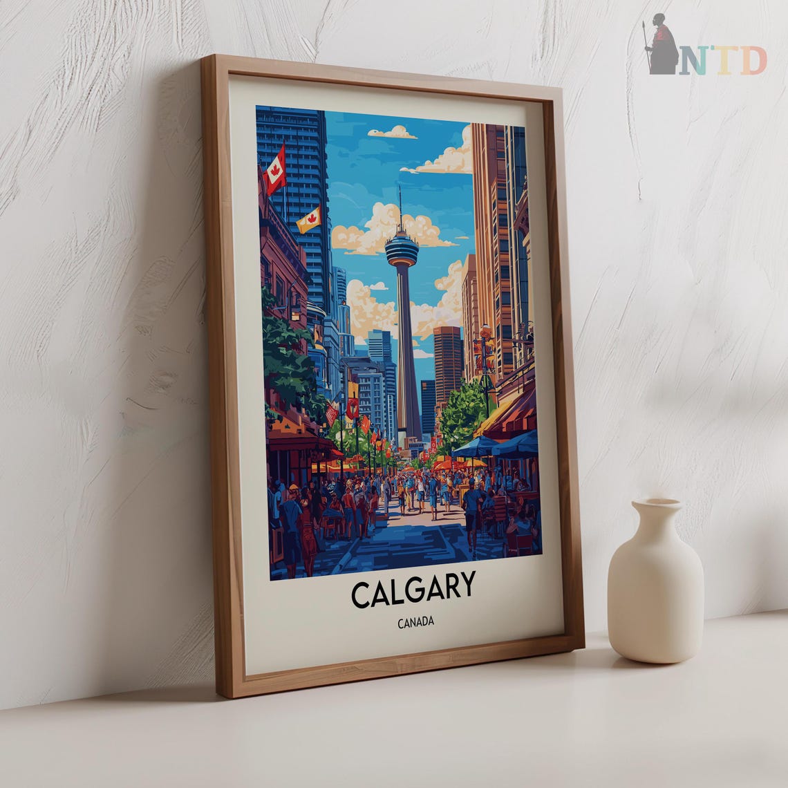 Calgary Canada Downtown Street Tower Crowd Summer Travel Poster - Image 2