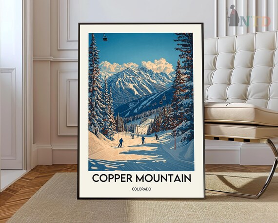 Copper Mountain Colorado Ski Poster Snowy Slopes Gondola Travel Art