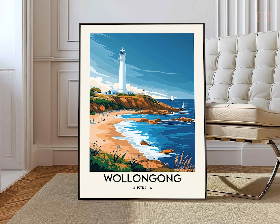 Wollongong Travel Poster, Australia City Art Print