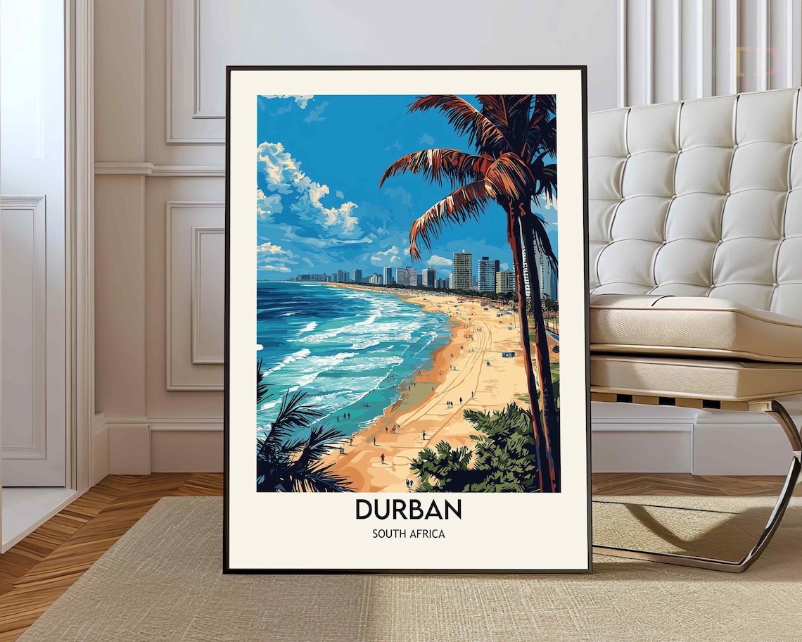 Durban South Africa Golden Mile Beach Skyline Palm Promenade Poster