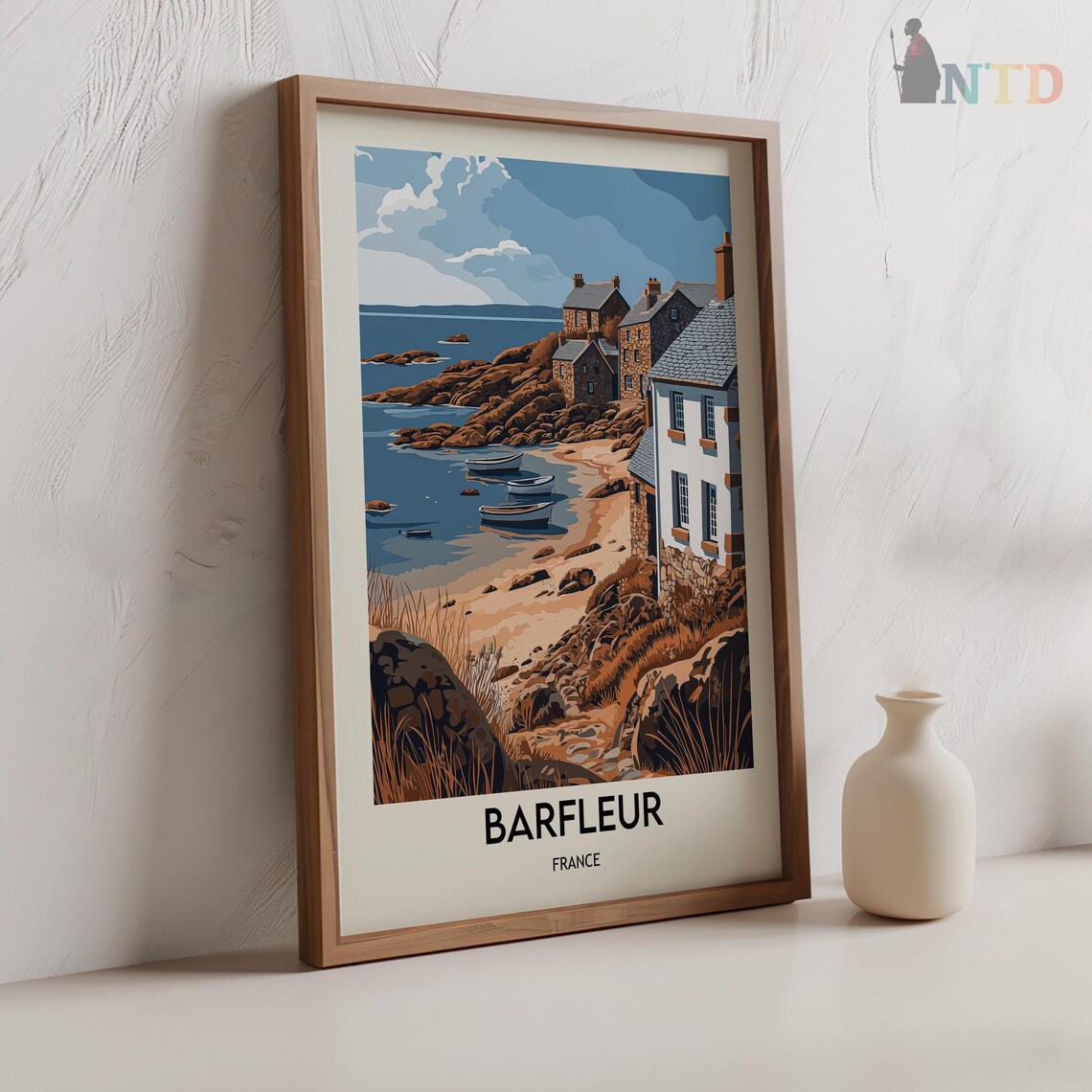 Barfleur France Normandy Fishing Village Vintage Travel Poster - Image 2