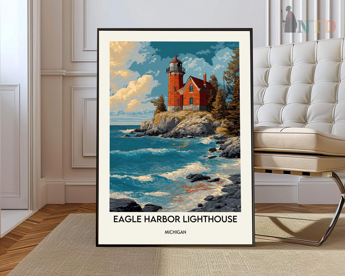 Eagle Harbor Lighthouse on Rocky Shore Keweenaw Michigan Poster