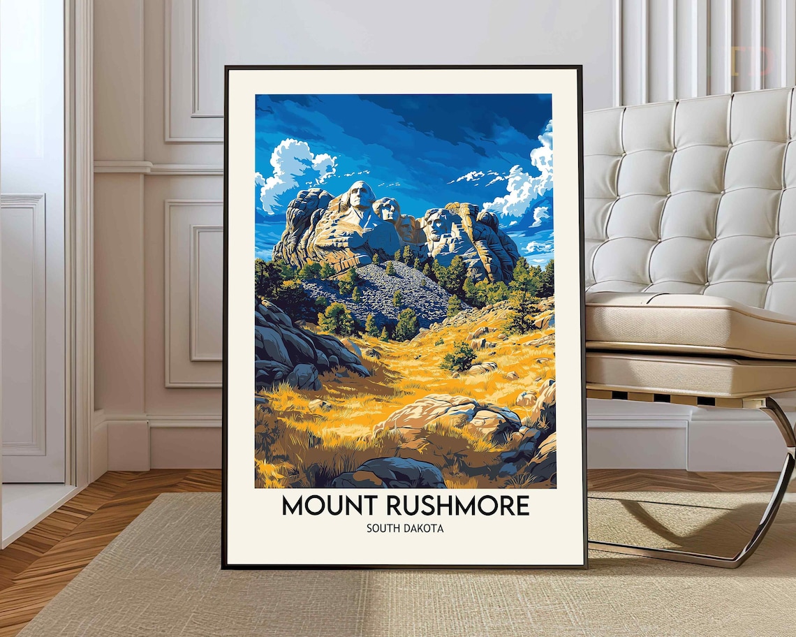 Mount Rushmore South Dakota Golden Meadow Summer View Poster