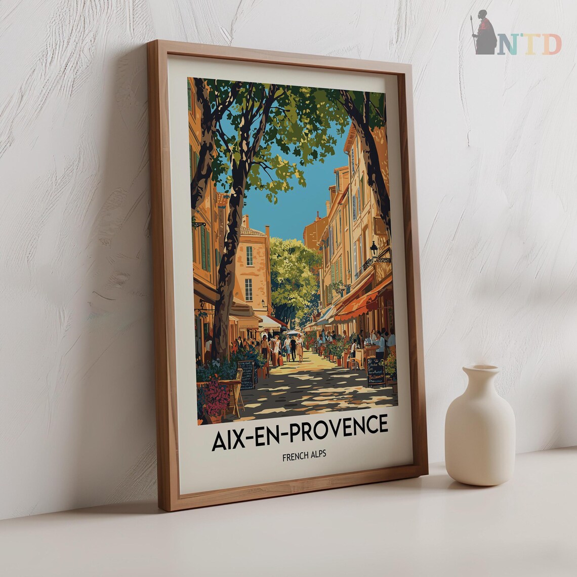 Aix en Provence France Cafe Lined Street Vintage Travel Poster - Image 2