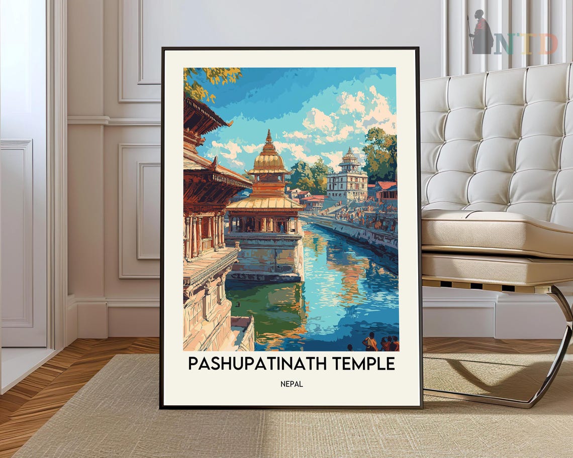 Pashupatinath Temple Kathmandu Nepal Bagmati River Travel Poster