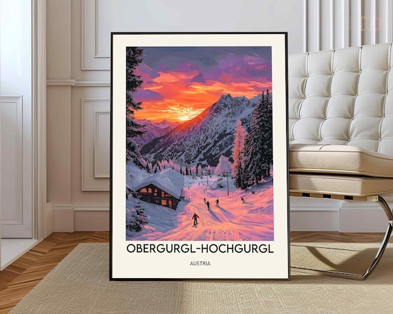 Obergurgl-Hochgurgl Austria Alpine Sunset Ski Resort Art Poster