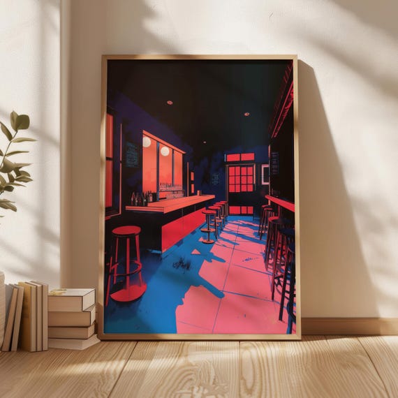 Hiroshi Nagai Style Sunset Poster Art Print Home Decor New Gift Japandi Wall Navy Blue