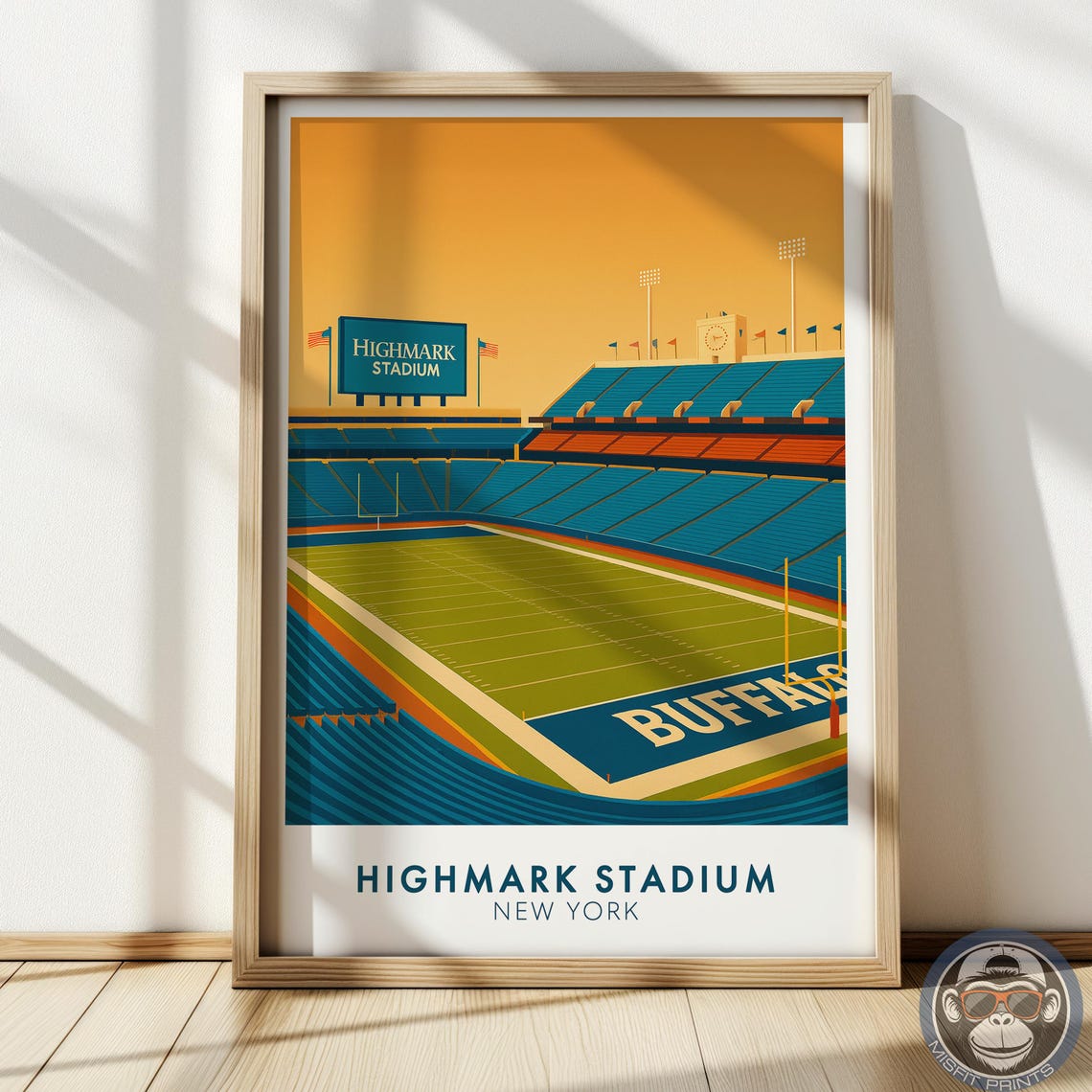 Highmark Stadium New York Football Field Buffalo End Zone Art Poster